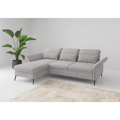 Ecksofa SIT & MORE "Emely, inkl. Sitztiefenverstellung", silber, B:264cm H:92cm T:198cm, 90% Polyester, 10% Polyamid, Sofas, wahlweise mit Bettfunktion,Bettkasten,Kopf- & Armteilverstellung Image