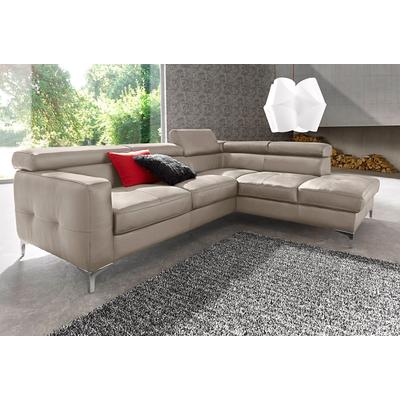 Polstergarnitur COTTA "Sammy L-Form", grau, B:239cm, Sitzmöbel-Sets, Set bestehend aus: Ecksofa mit Kopfteilverstellung & Hocker Image
