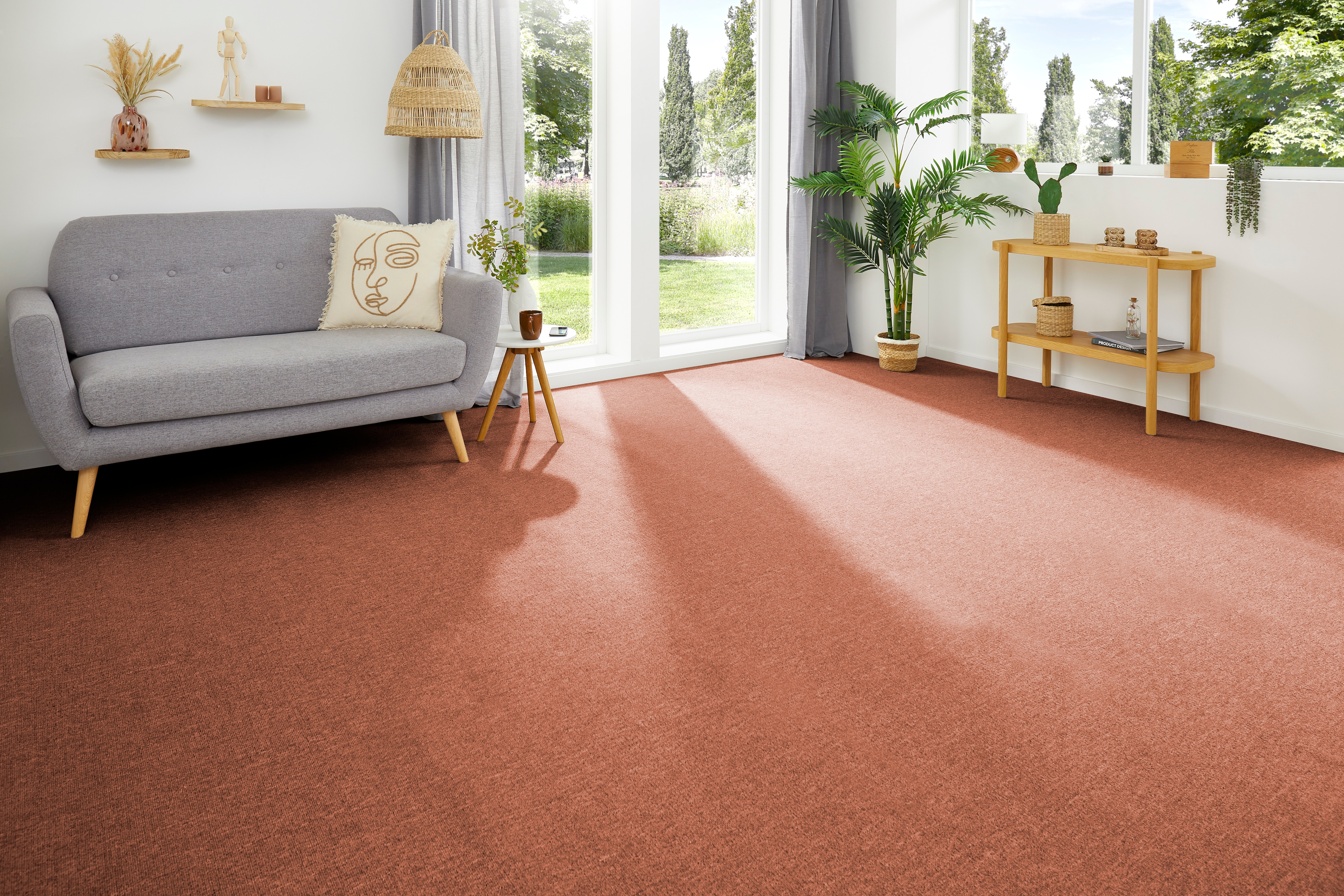 Teppichboden MY HOME "Ruth, melierte Schlinge, Made in Netherlands", orange (terrakotta), B:400cm H:4,5mm L:300cm, Kunstfaser, Teppiche, Breite 400 & 500 cm, robust, pflegeleicht, antistatisch Image