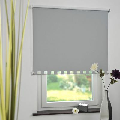 Seitenzugrollo LIEDECO Gr. 19, grau (hellgrau), B:242cm H:180cm, Polyester, Rollos, Volantrollo - eckiger Volant, Fixmaß Image