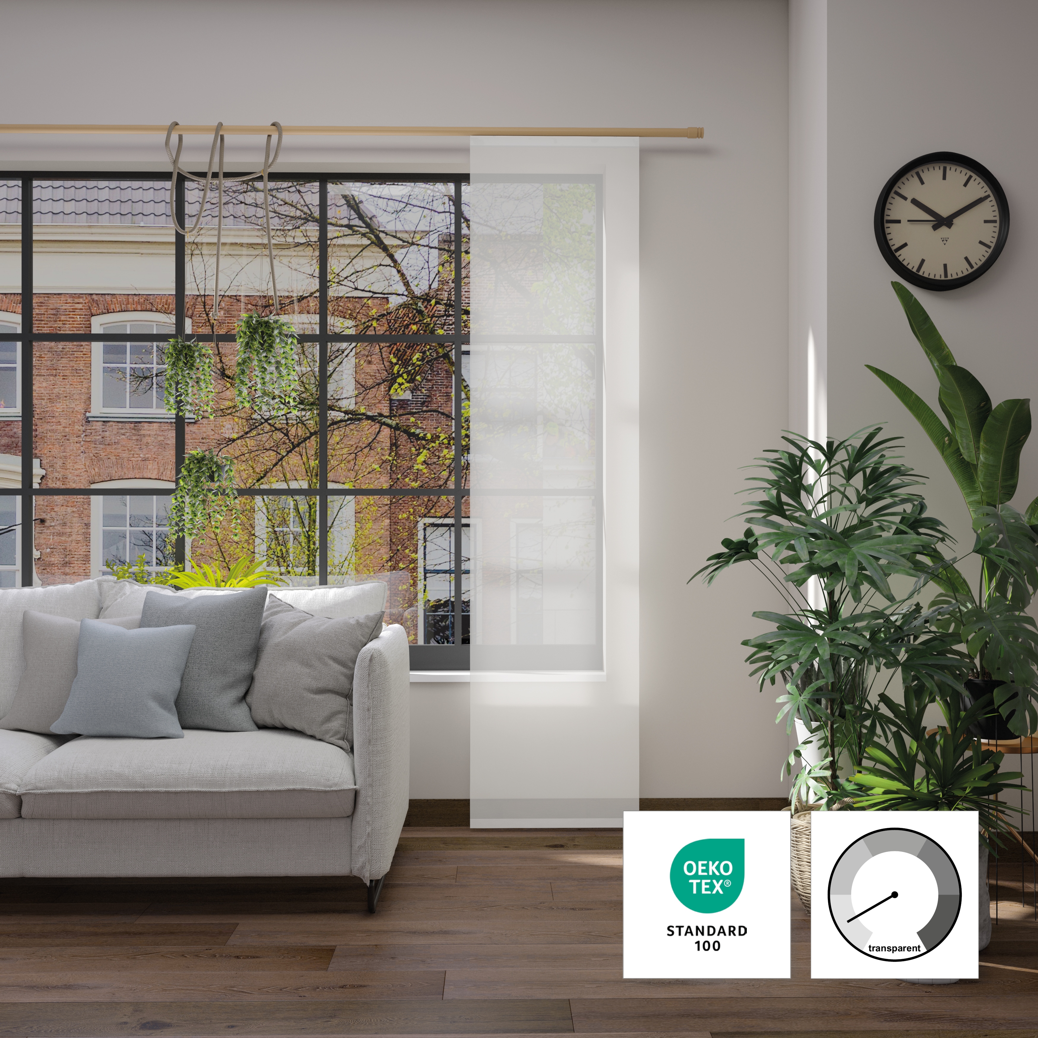 Schiebegardine NEUTEX FOR YOU "KISS" Gr. 18, weiß, B:60cm H:295cm, Polyester, Gardinen, Uni mit dezenter Naturoptik Image