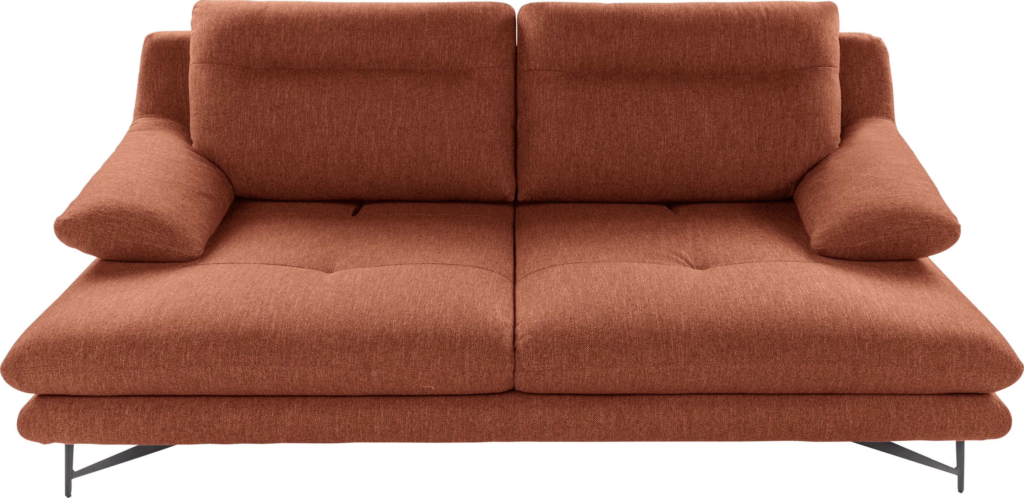2,5-Sitzer CALIA ITALIA "Cezanne, elegant und bequem, aufwendige Detailverarbeitung", rot (49 rosso), B:195cm H:90cm T:109cm, Sofas, im Strukturbezug, wahlweise mit Sitztiefenverstellung, Topseller