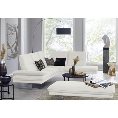 Ecksofa W.SCHILLIG "broadway, Designsofa, toller Sitzkomfort, zeitlos, elegant, L-Form", weiß (weiß z59), B:284cm H:94cm T:224cm, Longlife Xtra-Leder Z59: Glattleder mit modischer Prägung. Hautstärke 0, 9 - 1, 1 mm, Sofas, Sitztiefenverstellung,... Image