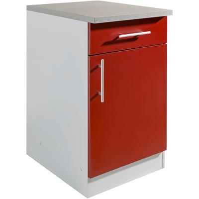 Unterschrank WIHO KÜCHEN "Kiel", front und korpus: burgund, arbeitsplatte: canvas grau, B:60cm H:85cm T:60cm, Schränke, 60 cm breit, 60 cm tief Image