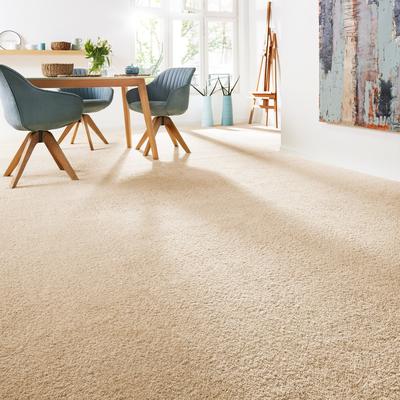 Teppichboden ANDIAMO "Softness, Velours, Made in Belgium", beige, B:400cm H:17mm L:600cm, Kunstfaser, Teppiche, Uni Farben, Breite 400 cm, besonders weich, Wohnzimmer, Schlafzimmer Image