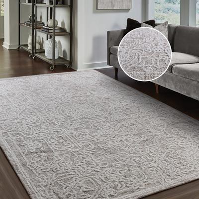 Wollteppich MY HOME "Umea, handgewebt, Wolle, Hoch-Tief-Struktur" Gr. 6, beige (creme meliert), B:200cm H:14mm L:290cm, Wolle, Teppiche, einfarbig, Wolle, Teppich, Wohnzimmer, Schlafzimmer, Esszimmer Image