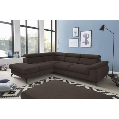 Ecksofa COTTA "Komaris L-Form", braun (espresso), B:249cm H:72cm T:207cm, Microfaser (100% Polyester), Flachgewebe (100% Polyester), Sofas, mit Kopfteilverstellung, wahlweise mit Bettfunktion & Bettkasten Image