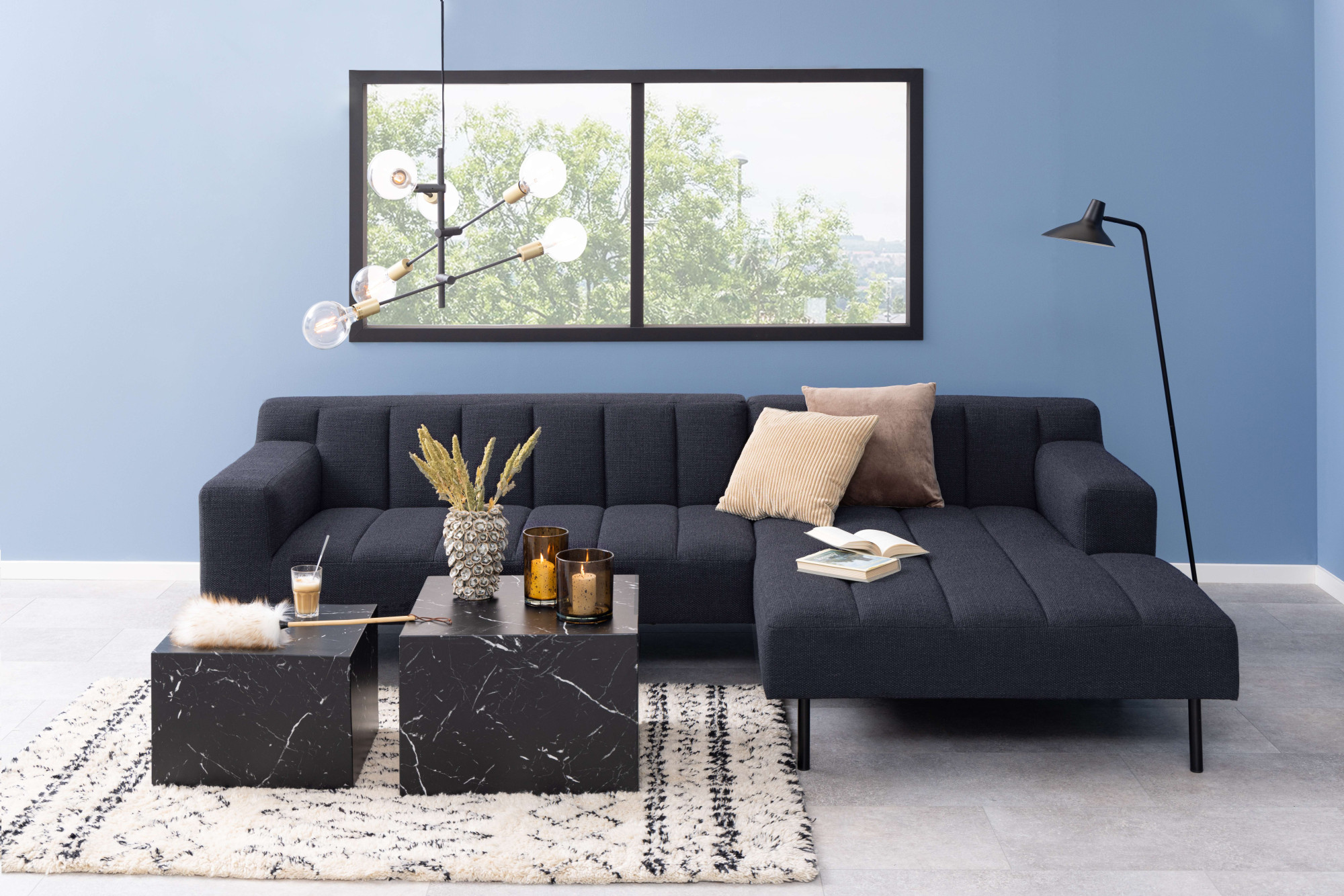 Couchtisch ACTONA GROUP "Dice Couchtischsatz, Beistelltisch, Kaffeetisch, Sofatisch", schwarz, B:58cm H:40cm T:58cm, Tische, Beistelltisch Eckige Couchtische Couchtisch, 2er-Set, Mehreren Varianten erhältlich, B: 58/50 cm