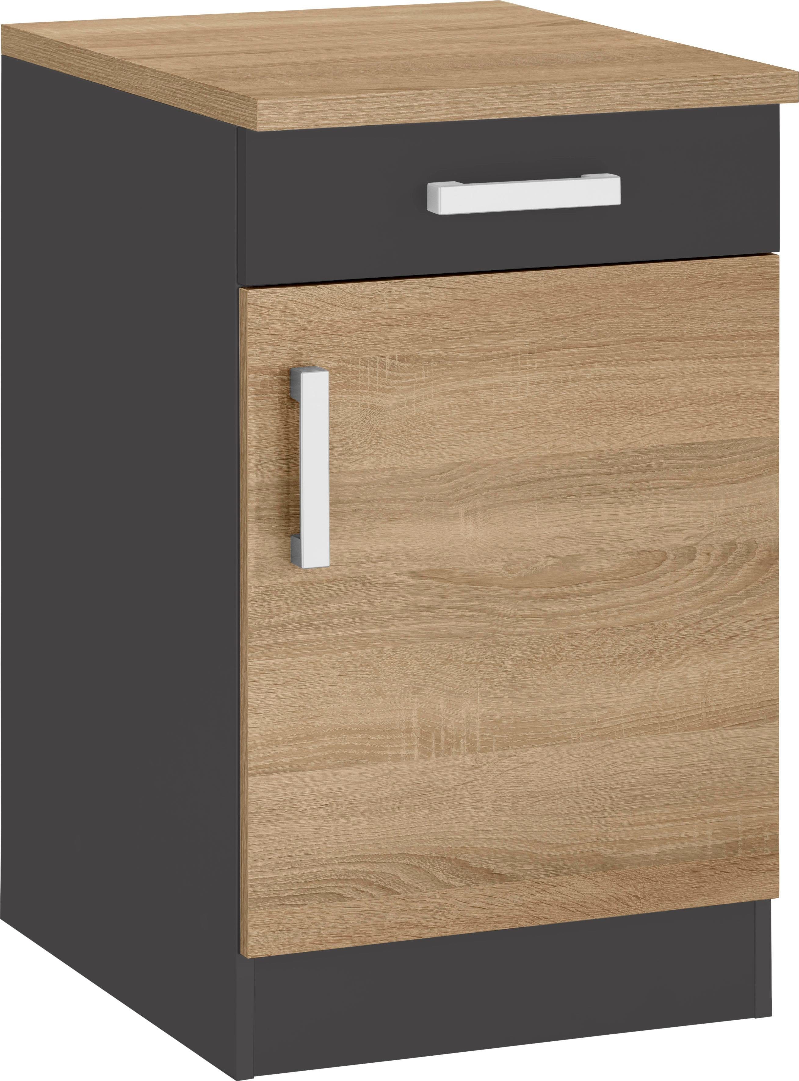 Unterschrank KOCHSTATION "KS-Gera", grau (eiche, anthrazit), B:50cm H:85cm T:60cm, Spanplatte, Schränke, Breite 50 cm Image