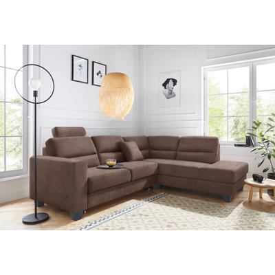 Ecksofa TRENDMANUFAKTUR "Chamber, zeitlos & elegant, bequem, L-Form", braun, B:245cm H:85cm T:203cm, Sofas, inklusive einer Kopfstütze, wahlweise mit Schlaffunktion Image