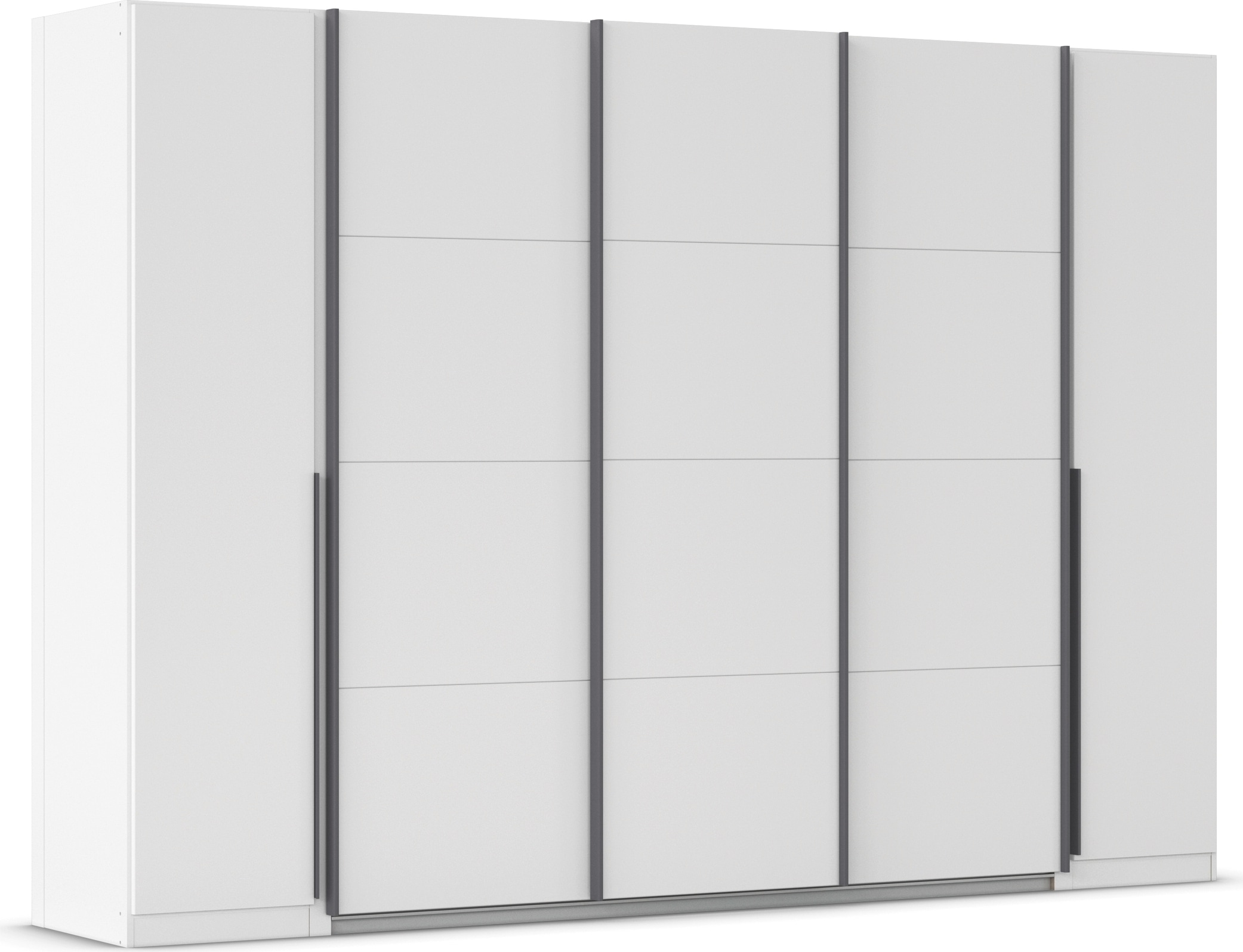 Schwebetürenschrank RAUCH "Dreh-/Schwebetürenschrank Kleiderschrank Familie, OTTOs Choice Agordo", weiß (alpinweiß), B:301cm H:210cm T:62cm, Holzwerkstoff, Schränke, Schwebetürenschrank, durchdachte Innenausstattung, in zwei Griff-Farben MADE IN...