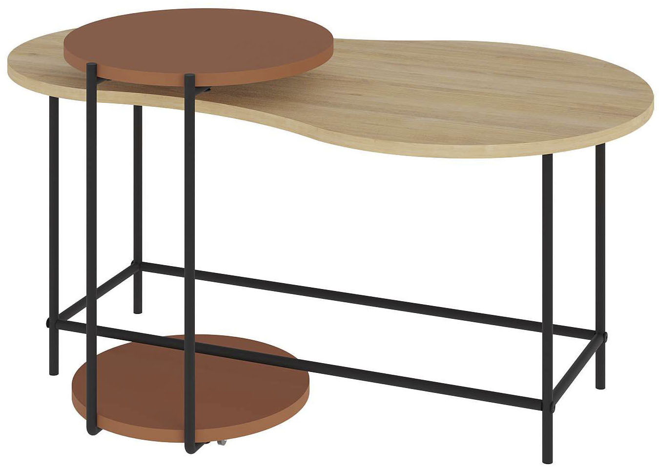 Couchtisch DECORTIE "CUDDLE COUCHTISCH", beige (zimt, eiche), B:103cm H:54cm T:65cm, Tische, Couchtisch Runde Couchtische, Leichte Montage, Lagerung, Platzsparend