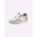 Sneaker CAPRICE, Damen, Gr. 39, orange (weiß, orange), Glattleder, Veloursleder, sportlich, Schuhe