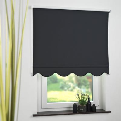 Seitenzugrollo LIEDECO Gr. 11, schwarz, B:162cm H:180cm, Polyester, Rollos, Volantrollo - Volant Klassik, Fixmaß Image