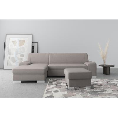 Ecksofa DOMO COLLECTION "Anzio L-Form, whlw. Bettfunktion, Federkern, hochwertig, Breite 271 cm", braun (schlamm), B:271cm H:85cm T:160cm, Sofas, Ohne Bettfunktion, Recamiere links, Luxus-Microfaser, dunkelgrau Image