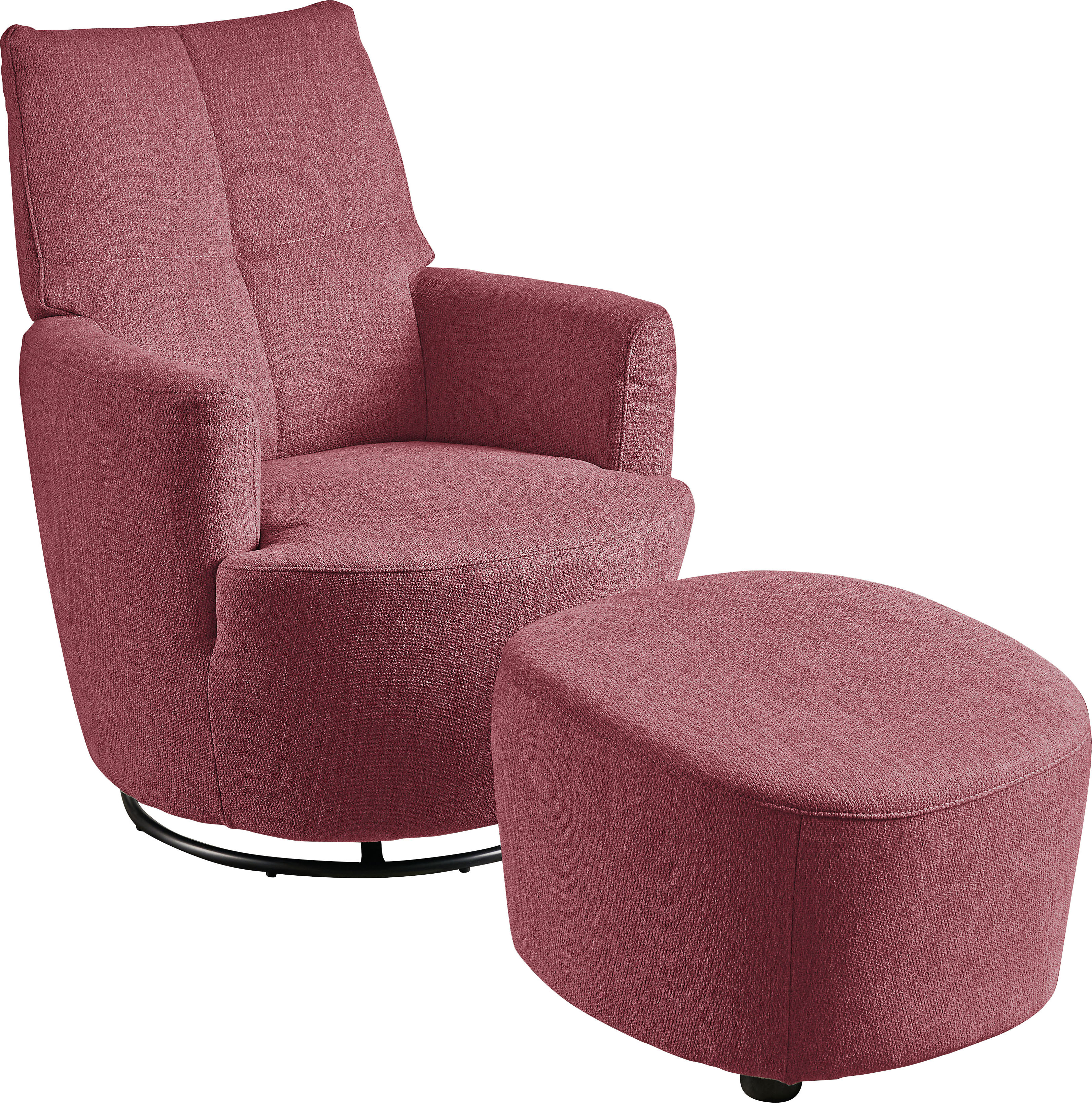 Relaxsessel "SO 1450", rot (bordeaux tcm 87), B:80cm H:96cm T:88cm, Struktur fein TCM (100% Polyester), SET ONE BY MUSTERRING, Sessel, Relaxsessel, mit Dreh- und Wippfunktion, inklusive Hocker