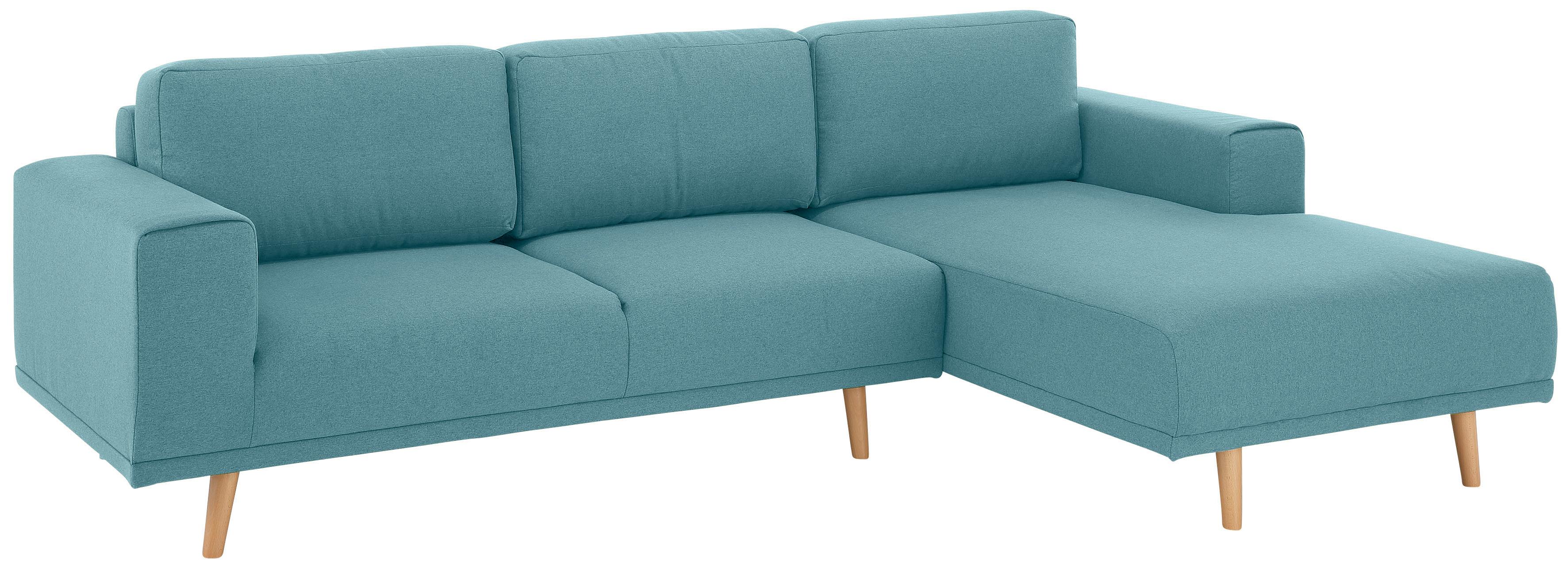 Ecksofa HOME AFFAIRE "Lasse L-Form", blau (petrol), B:273cm H:90cm T:167cm, Struktur fein( 100% Polyester);Filzoptik (100% Polyester);Luxus-Microfaser (100% Polyester), Sofas, im scandinavischen Stil mit Holzfüßen