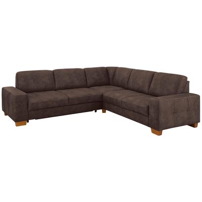 Ecksofa HOME AFFAIRE "Puccini L-Form", braun, B:276cm H:86cm T:271cm, Luxus-Microfaser Lederoptik (100% Polyester), Luxus-Microfaser (100% Polyester), Luxus-Microfaser ALTARA NUBUCK (100% Polyester), Sofas, mit Federkern, Sitztiefenverstellung,... Image