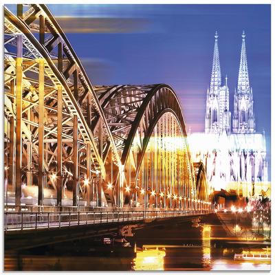 Glasbild ARTLAND "Köln Skyline Abstrakte Collage 10", gold (farbe bild(er): goldfarben), B:30cm H:30cm, Bilder, in verschiedenen Größen Image