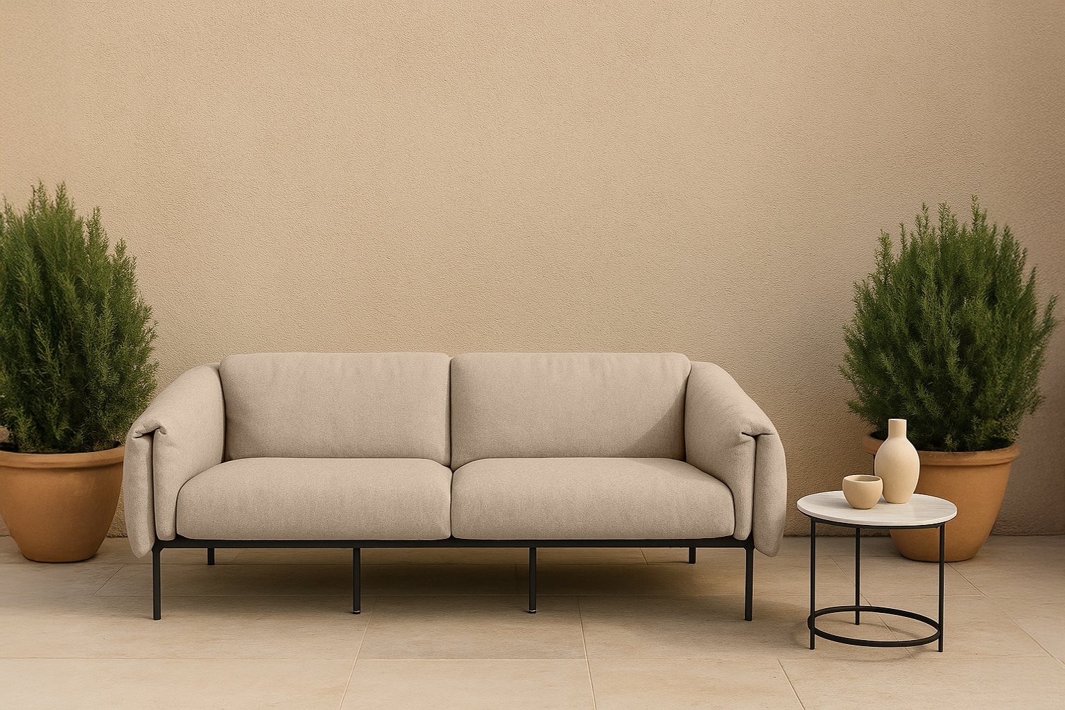 2-Sitzer ANDAS "Lumi", weiß (milk), B:186cm H:73cm T:96cm, 100% Polip, Sofas, Outdoor Gartensofa, wetterfeste Materialien, Breite 186 cm Image