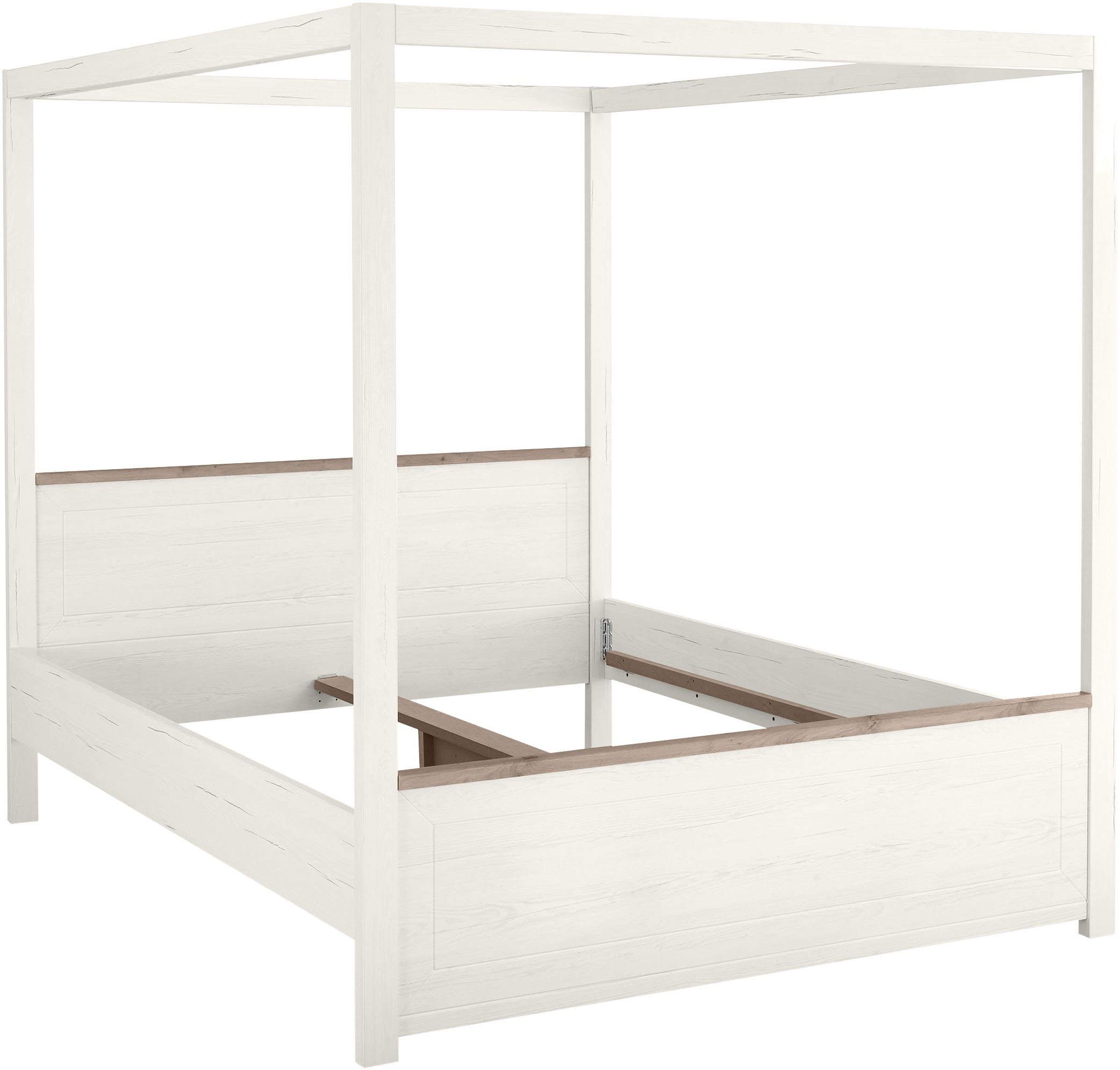 Himmelbett "York Schlafen", weiß (pino aurelio, pino aurelio, pino aurelio), B:185,6cm H:200,4cm L:208,4cm, SET ONE BY MUSTERRING, Betten, Liegefläche 180 x 200 cm, drei Farbausführungen, Landhausstil