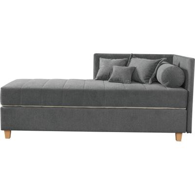 Schlafsofa ALINA "Kona", grau (dunkelgrau gcp 129), B:201cm H:90,5cm T:91cm, Chenille GCP (100% Polyester), Sofas, 7-Zonen Taschenfederkernmatratze, Zierkissen-Set und Schlummerrollen Image