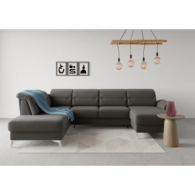 Wohnlandschaft SIT & MORE "Sinatra U-Form", grau (fango), B:326cm H:85cm T:220cm, 100% Polyester, Sofas, optional mit Kopfteilverstellung und Armteilfunktion etc. Image