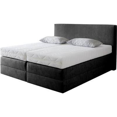 Boxspringbett, schwarz, B:195cm L:205cm, Microvelours (100% Polyester), WESTFALIA SCHLAFKOMFORT, Komplettbetten, Boxspringbett, wahlweise mit Kaltschaum-Topper, Topseller Image