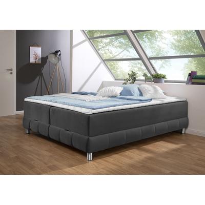 Boxspringbett INOSIGN "Vaasa", grau (schiefer), B:166cm L:226cm, Komplettbetten, für Dachschrägen geeignet, inkl. Bettkasten und Topper Image