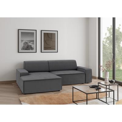 Ecksofa TRENDMANUFAKTUR "Graz, wahlweise mit Sitzvorschub und Bettkasten, L-Form, Breite 246 cm", grau (anthrazit), B:246cm H:73cm T:162cm, 100% Polyester, Sofas, in Cord-, haustierfreundlichem LEO Struktur- oder LUMOS-3D-Bezug Image