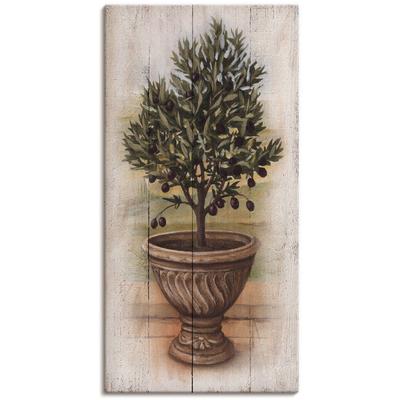 Leinwandbild ARTLAND "Olivenbaum mit Holzoptik", grün (farbe bild(er): grün), B:20cm H:40cm, Canvas, Leinwand, Bilder, auf Keilrahmen gespannt Image