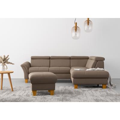 Ecksofa HOME AFFAIRE "Lindgren L-Form", braun (nuss), B:249cm H:84cm T:217cm, 100% Polyester, Sofas, wahlweise mit TV-Funktion, Stauraum und Kopfteilverstellung Image