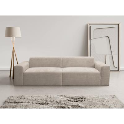 Sofa WERK2 "Zeus 3-Sitzer, Big-Sofa, Breite 256cm, Tiefe 105cm, modern und bequem", braun (hellbraun), B:256cm H:70cm T:105cm, 100% Polyester, Sofas, 2-Sitzer-Sofa, Curvy Trend 3-Sitzer mit urbaner Optik