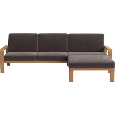 Ecksofa SIT & MORE "Kolding L-Form", grau (anthrazit), B:264cm H:91cm T:178cm, 100% Polyester, Sofas, Armlehnen aus eichefarbigem Buchenholz, verschiedene Bezüge und Farben Image