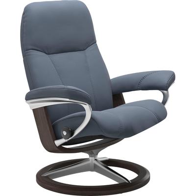 Relaxsessel STRESSLESS "Consul", blau (sparrow blau paloma), B:82cm H:102cm T:72cm, Leder BATICK: BATICK ist ein leicht korrigiertes, durchgefärbtes und genarbtes Möbelleder, bei dem die meisten Unebenheiten und Spuren in der Regel entfernt wurden.,... Image