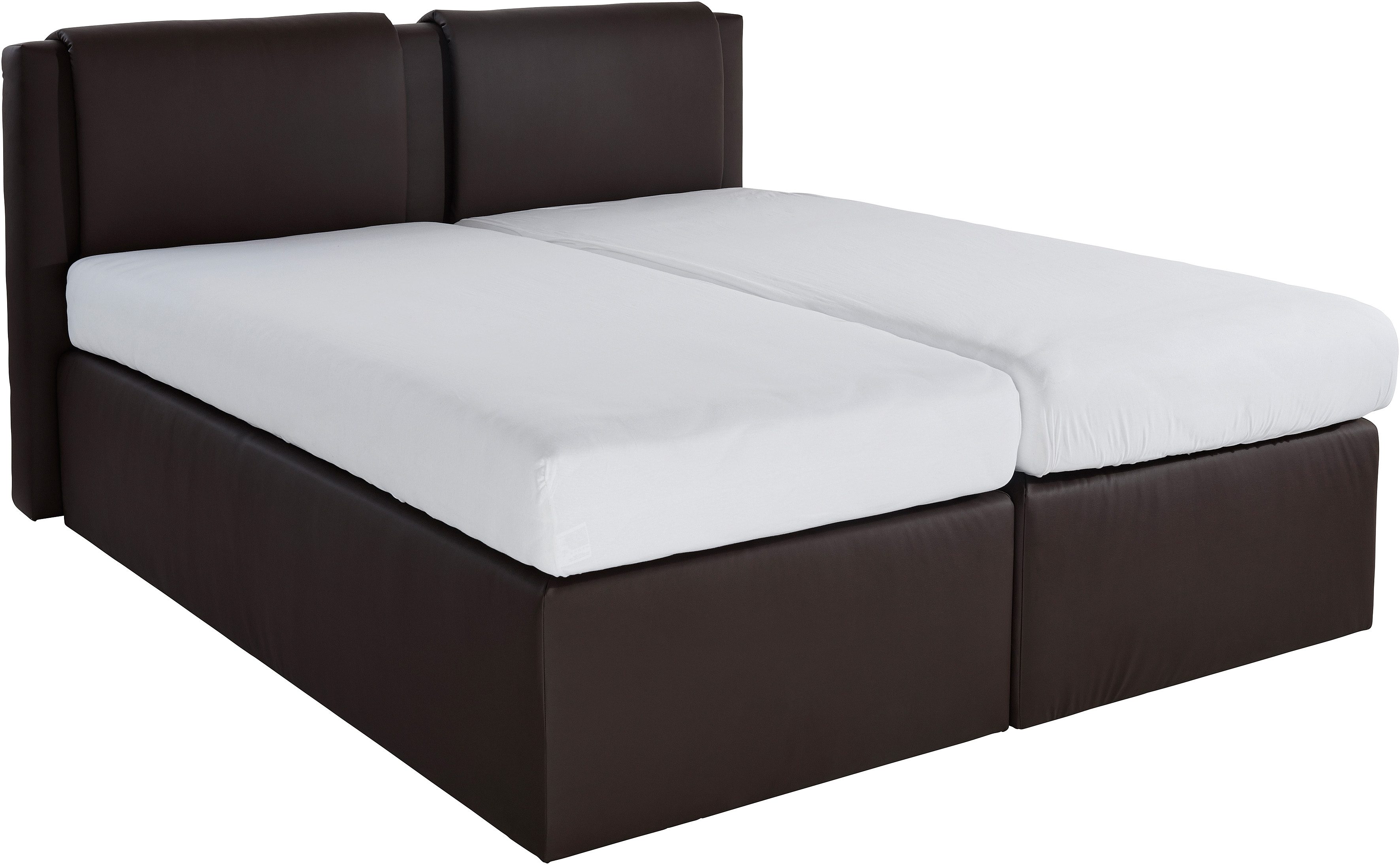 Boxspringbett, braun, Liegefläche B/L: 180cm x 200cm, H2, 7-Zonen-Kaltschaummatratze, Bonnell- Federkernmatratze: Bezug obere Matratze: 80% Baumwolle, 20% Polyester;7-Zonen-Kaltschaummatratze: Bezug obere Matratze: 80% Baumwolle, 20%...