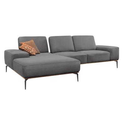 Ecksofa W.SCHILLIG "run, Designsofa mit tollem Sitzkomfort, bequem, L-Form", grau (grau w82), B:279cm H:88cm T:178cm, Longlife Xtra-Leder Z73: Naturwalkleder der Luxusklasse aus den erlesensten Rohhäuten. Hautstärke 1, 1 u2013 1, 3 mm, ROHLEDER... Image