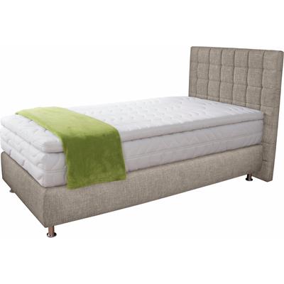 Boxspringbett, beige, B:105cm L:210cm, Microvelours (100% Polyester), Strukturstoff (77% Polyester und 23% Viskose), Bonnell-Federkern-Matratzenbezug: 100% Polyester, Kaltschaum-Matratzenbezug: Frottee 100% Polyester, WESTFALIA SCHLAFKOMFORT,... Image