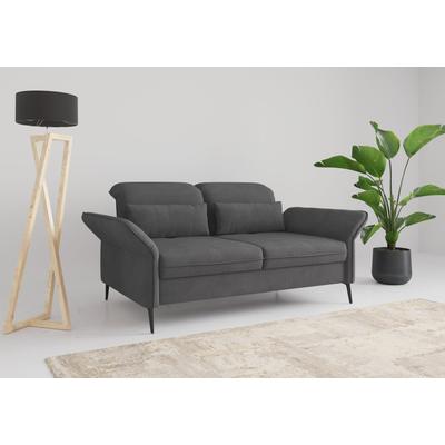 3-Sitzer SIT & MORE "Emely, inkl. Sitztiefenverstellung", grau, B:199cm H:92cm T:123cm, 90% Polyester, 10% Polyamid, Sofas, wahlweise mit Bettfunktion, Kopf- & Armteilverstellung Image