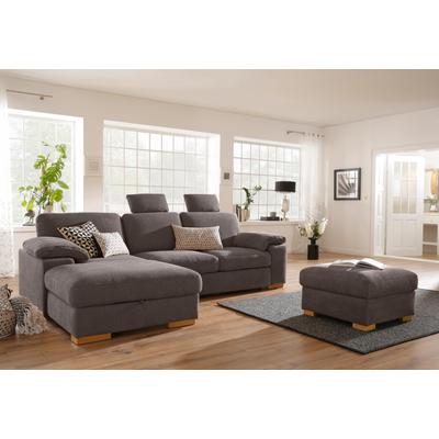 Ecksofa HOME AFFAIRE "Ventura L-Form", braun (espresso), B:277cm H:86cm T:172cm, Luxus-Microfaser in Lederoptik (100% Polyester), Struktur (100% Polyester), Luxus-Microfaser (90% Polyester, 10% Polyamid), Sofas, wahlweise mit Bettfunktion und... Image