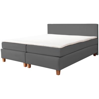 Boxspringbett ALINA, grau (umbragrau dmo 84), B:161cm L:206cm, Samt DMO (100% Polyester), Komplettbetten, Boxspringbett, inklusive Matratze und Topper, in diversen Ausführungen Image