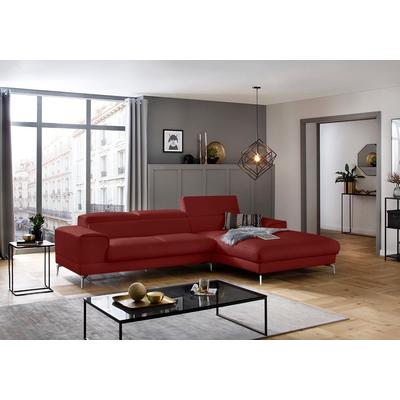 Ecksofa W.SCHILLIG "piedroo, Designsofa mit tollem Sitzkomfort, bequem und elegant, L-Form", rot (ruby rot z59), B:303cm H:70cm T:193cm, Longlife Xtra-Leder Z59: Glattleder mit modischer Prägung. Hautstärke 0, 9 - 1, 1 mm, Sofas,... Image