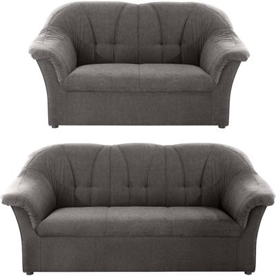 Polstergarnitur DOMO COLLECTION "Pegnitz", grau (stone), Chenille-Optik, 95% Polyester, 5% Nylon, Sitzmöbel-Sets, 3-Sitzer & 2-Sitzer-Set Image