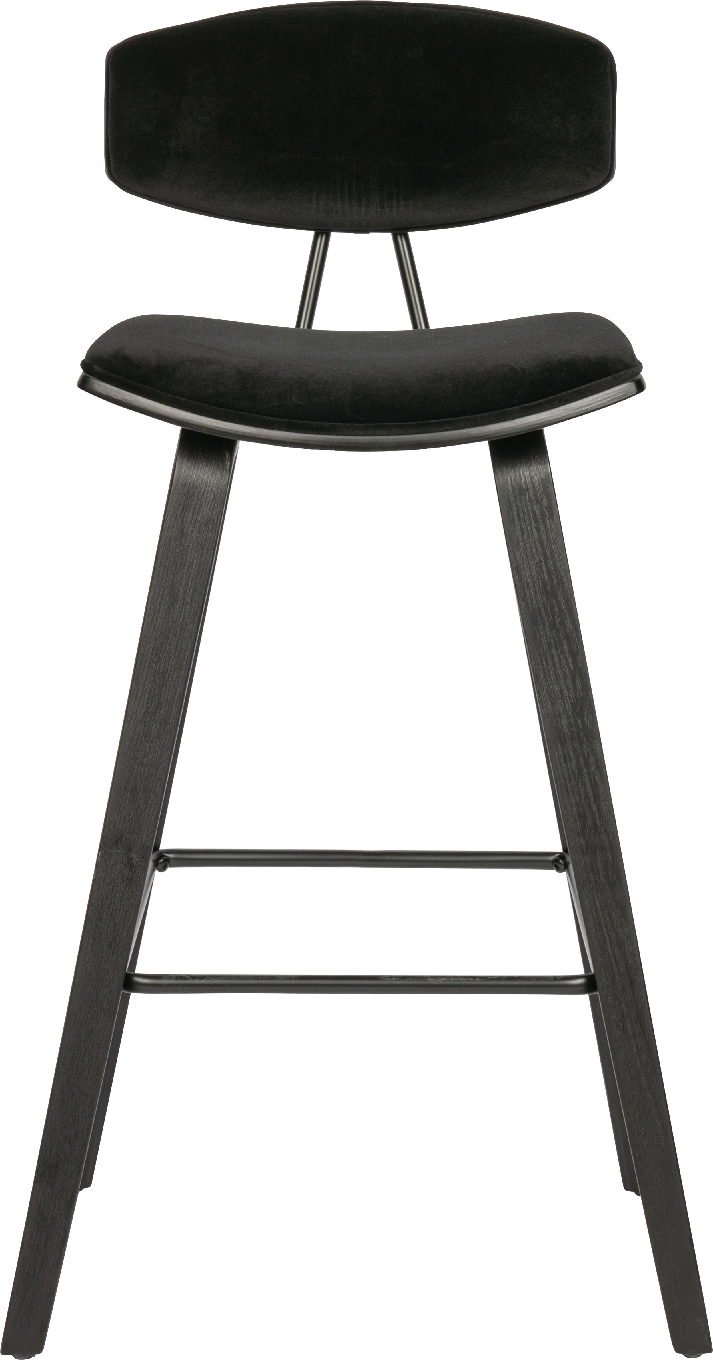 Barhocker WOOOD "Senn", schwarz, B:42cm H:91cm T:48cm, Hocker, Barhocker, Sitzfläche aus Samt, H 94 cm x B 41 cm