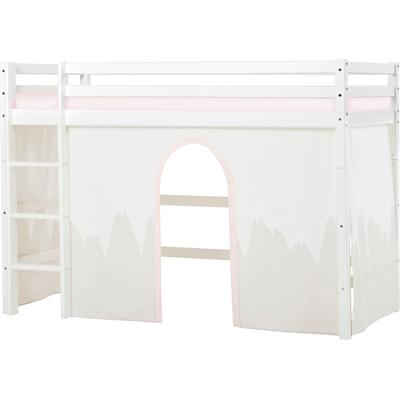 Hochbett HOPPEKIDS "Winter Wonderland» 90x200cm mit Vorhang & Matratze", weiß (weiß, rosa), B:101cm H:145cm L:208cm, Kiefer massiv, Hochbetten, FSC zert Massivholz, 10 Jahre Garantie auf Fertigungsfehler