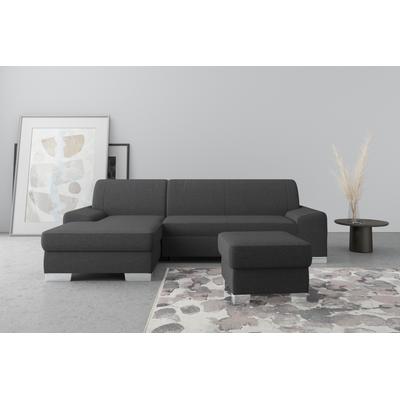 Ecksofa DOMO COLLECTION "Anzio L-Form, whlw. Bettfunktion, Federkern, hochwertig, Breite 271 cm", grau (anthratzit), B:271cm H:85cm T:160cm, Sofas, Ohne Bettfunktion, Recamiere links, Luxus-Microfaser, dunkelgrau Image