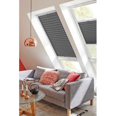 Dachfensterplissee SUNLINES "Classic Style Crepe", grau (anthrazit, weiß), B:117cm H:122cm, Obermaterial: 100% Polyester, Plissees, mit Führungsschienen Image