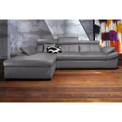 Ecksofa EXXPO - SOFA FASHION "Salerno, klassisch modernes Funktionssofa, hoher Sitzkomfort, L-Form", grau (delfin), B:280cm H:77cm T:170cm, Microfaser-Primabelle (100% Polyester), NaturLEDER, Kunstleder, Lederfaserstoff, Luxus-Microfaser Lederoptik,... Image