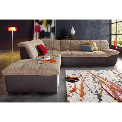 Ecksofa DOMO COLLECTION "Splash, aktuelle Sitz- und Rückensteppung, Materialmix, L-Form", braun (braun, braun, beige), B:271cm H:76cm T:232cm, Kunstleder SOFTLUX / Struktur (90% Polyester, 10% Polyacryl), Luxus-Microfaser (100% Polyester) / Struktur... Image