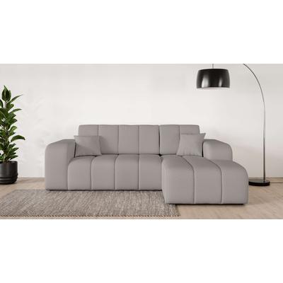 Ecksofa INOSIGN "CASSY L-Form, Schlafsofa mit Bettkasten, Maße B/T/H: 245/165/88 cm", grau (taupe), B:244,5cm H:88cm T:164,5cm, 100% Polyester, Sofas, mit 2 Rückenkissen, Recamiere rechts oder links bestellbar Image